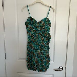 Max and Cleo Strapless Teal Multicolor Mini Dress